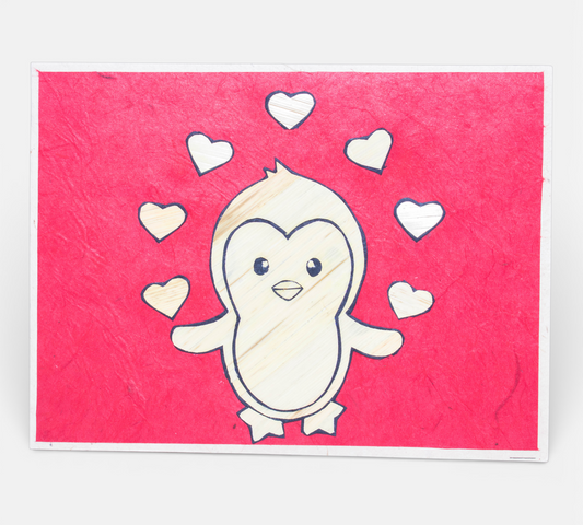 Penguin Hand Carved Card