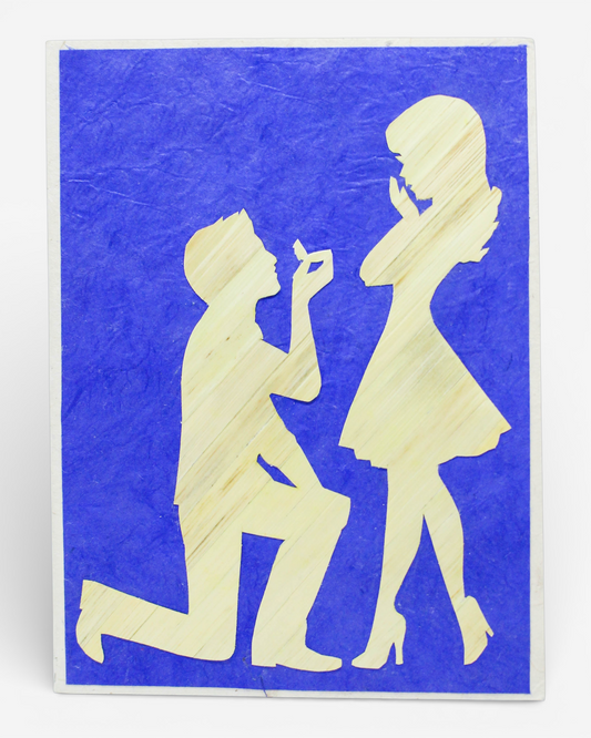 Young Couple Proposal Hand Carved Card