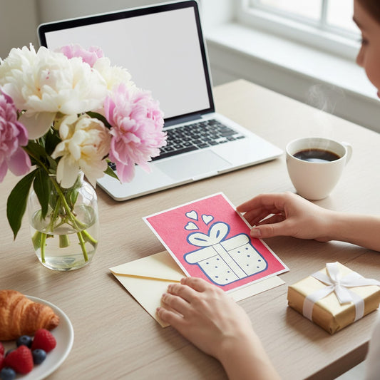 Lokta Cards hand-carved birthday gift card with hearts, made from sustainable Lokta paper.