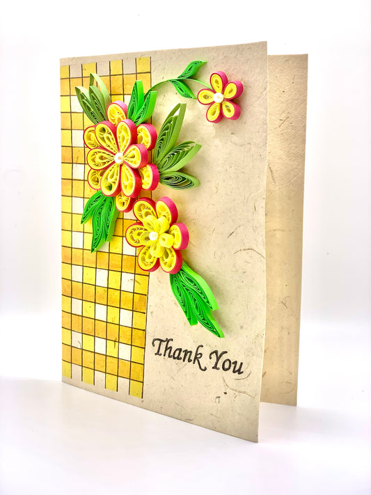 Thank You - Quilled Flower Greeting Card