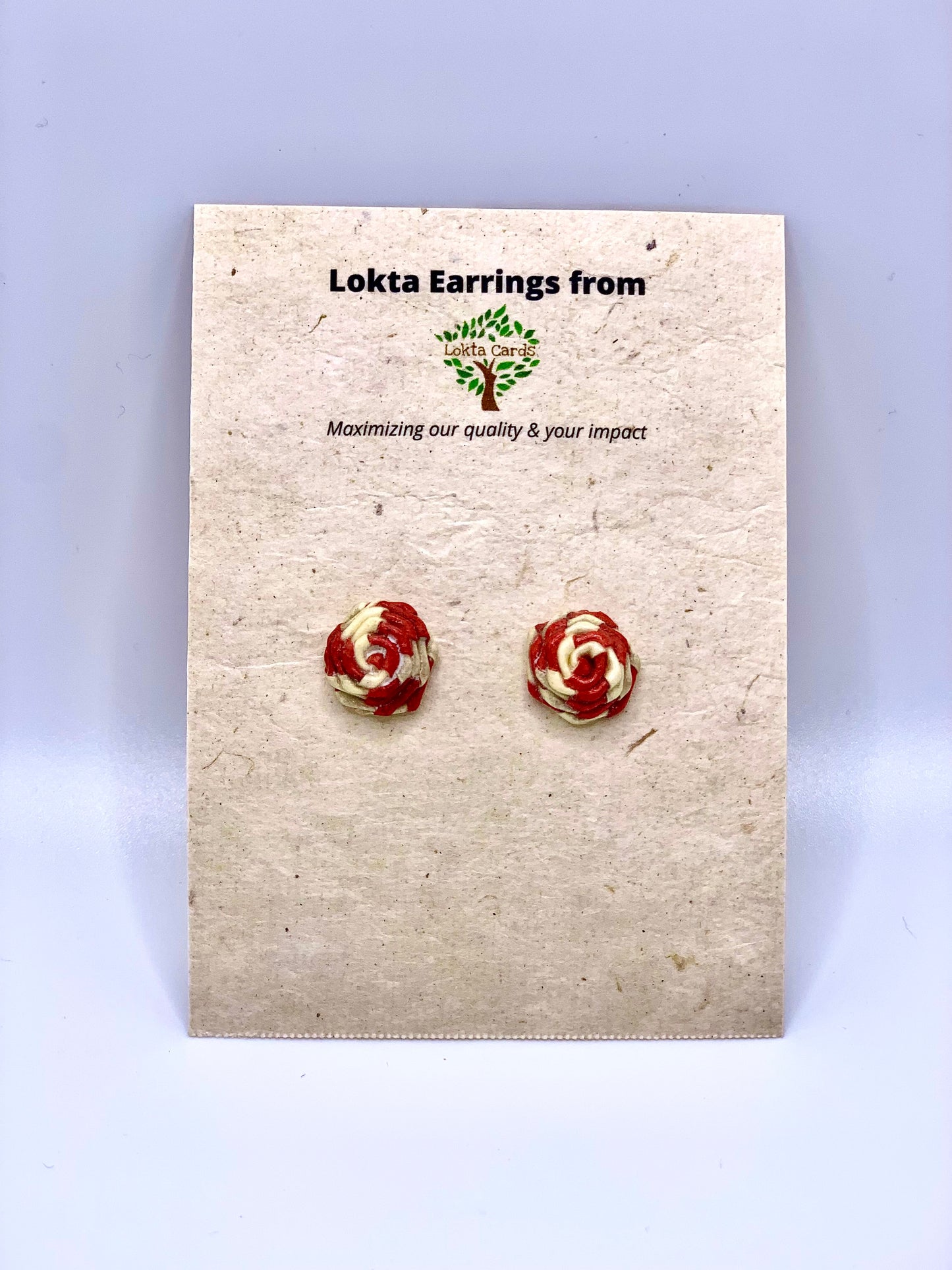 Red-White Quilled Earrings