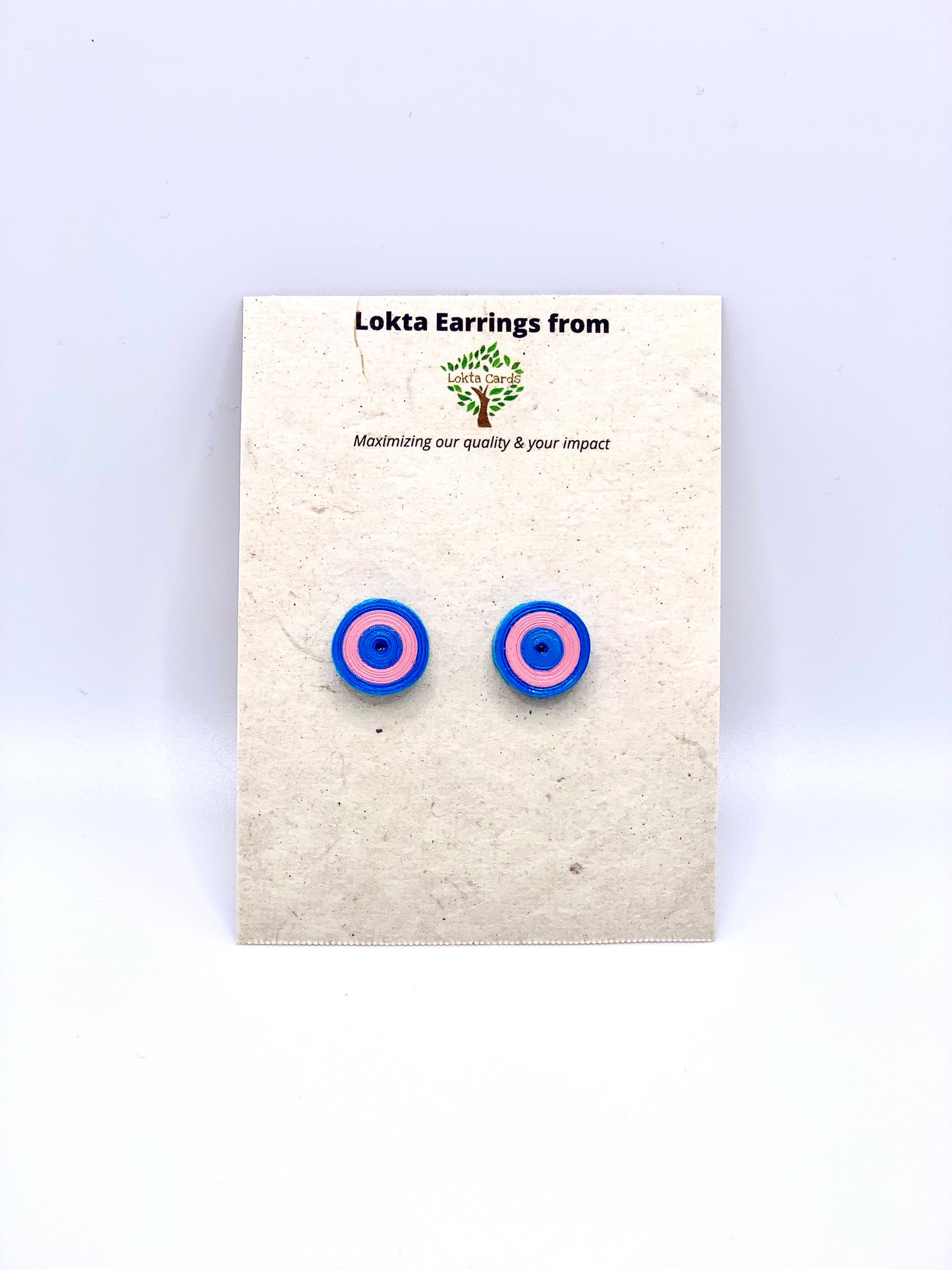 Blue-Pink Quilled Earrings