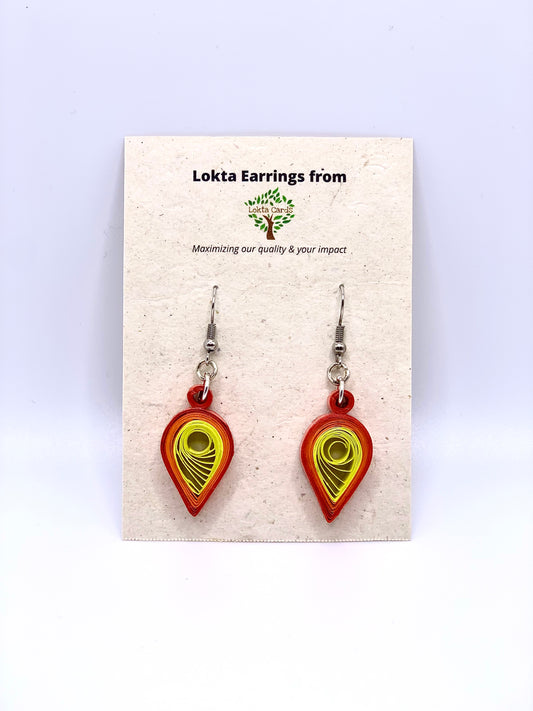 Red-Orange-Yellow Quilled Earring