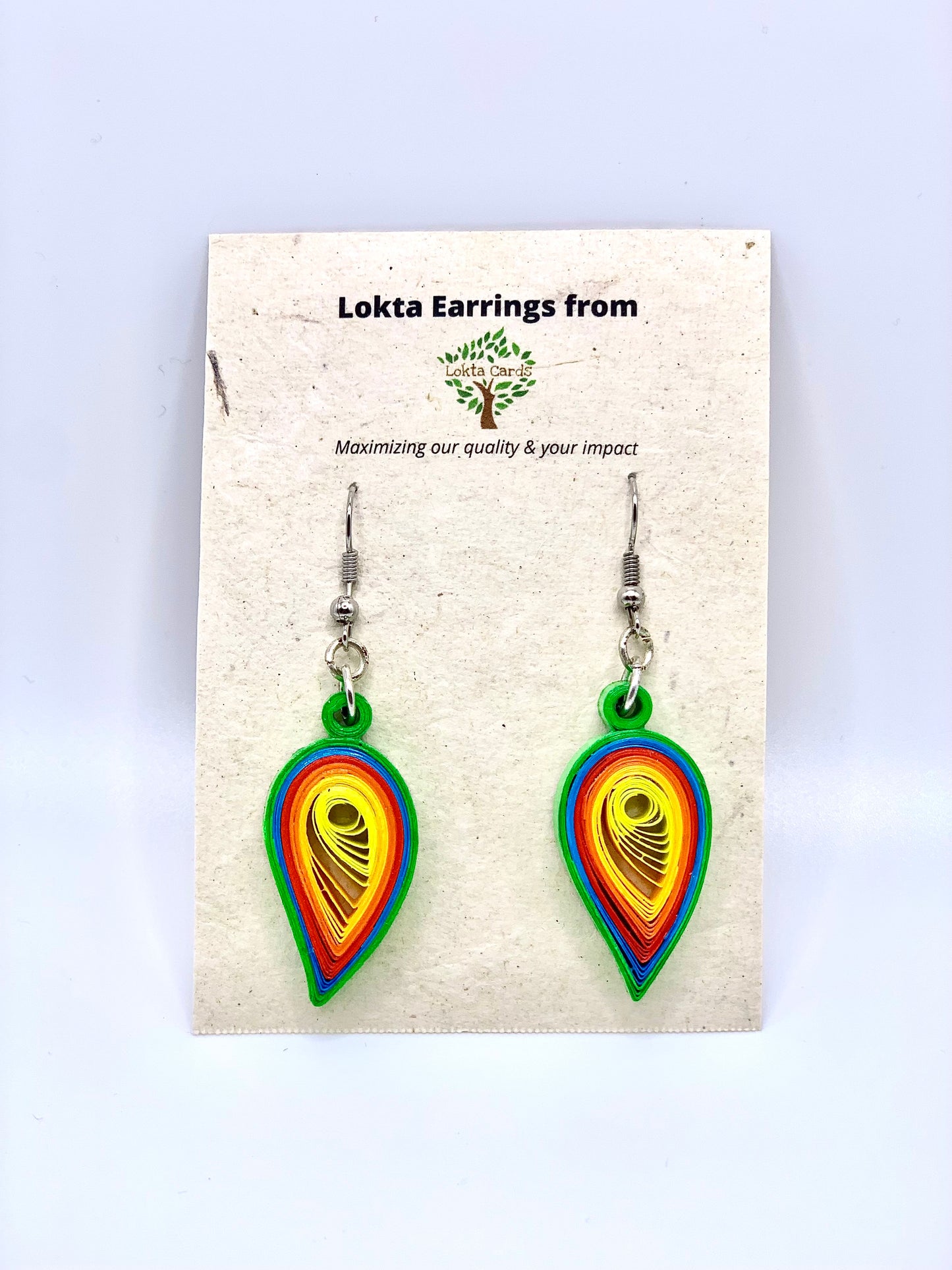 Green-Blue-Red-Orange-Yellow Quilled Earrings