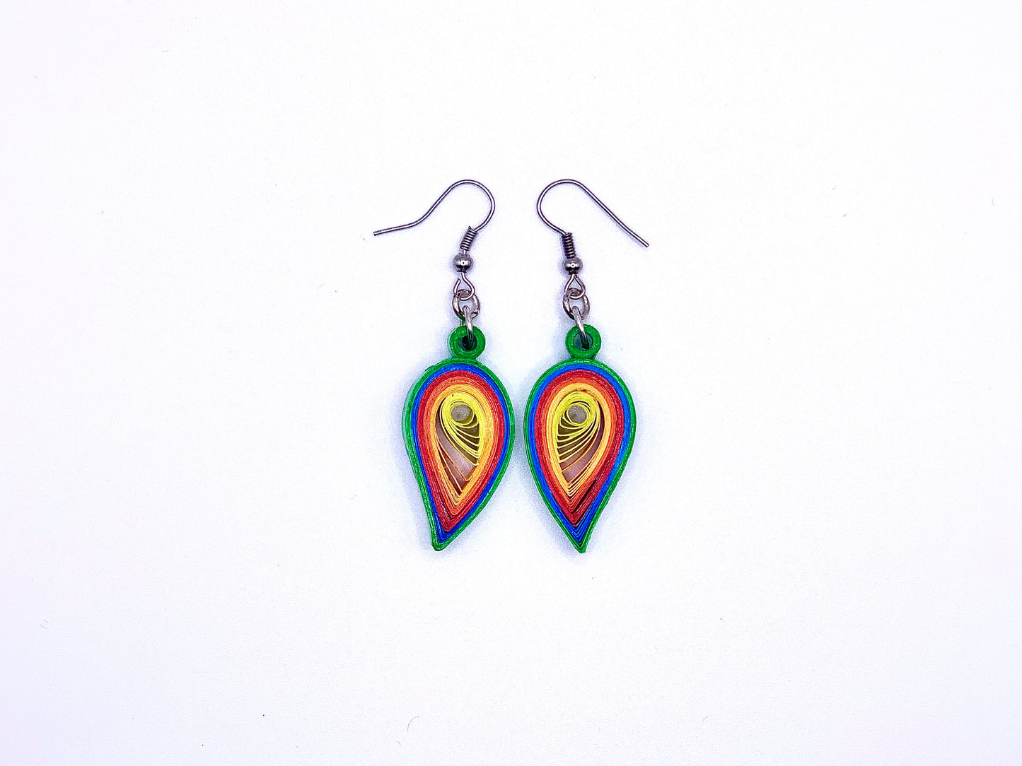 Green-Blue-Red-Orange-Yellow Quilled Earrings