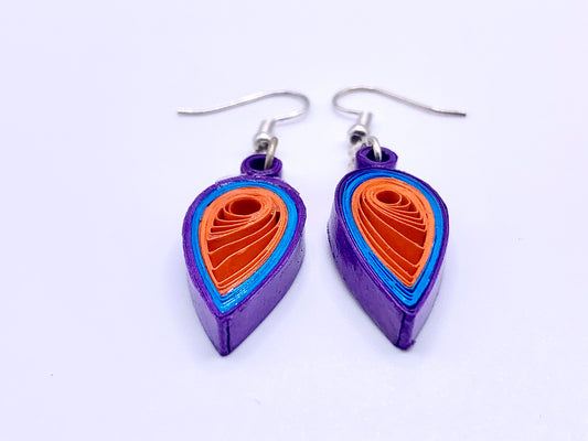 Purple-Blue-Orange Quilled Earrings
