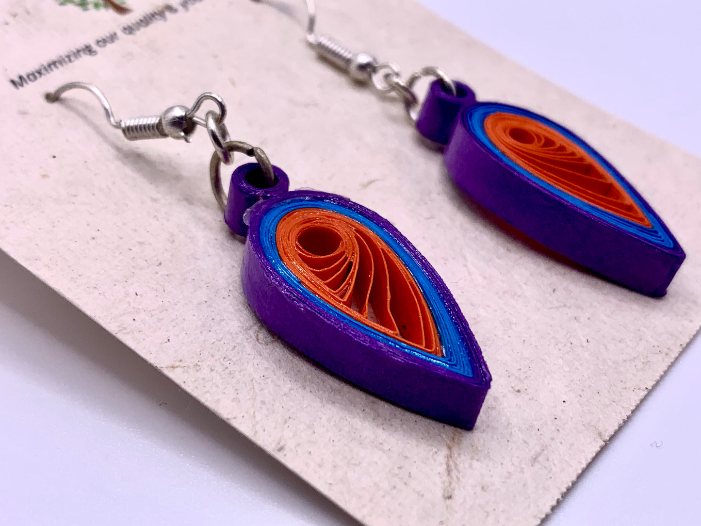 Purple-Blue-Orange Quilled Earrings