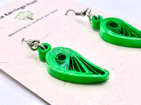 Green Leaf Quilled Earrings