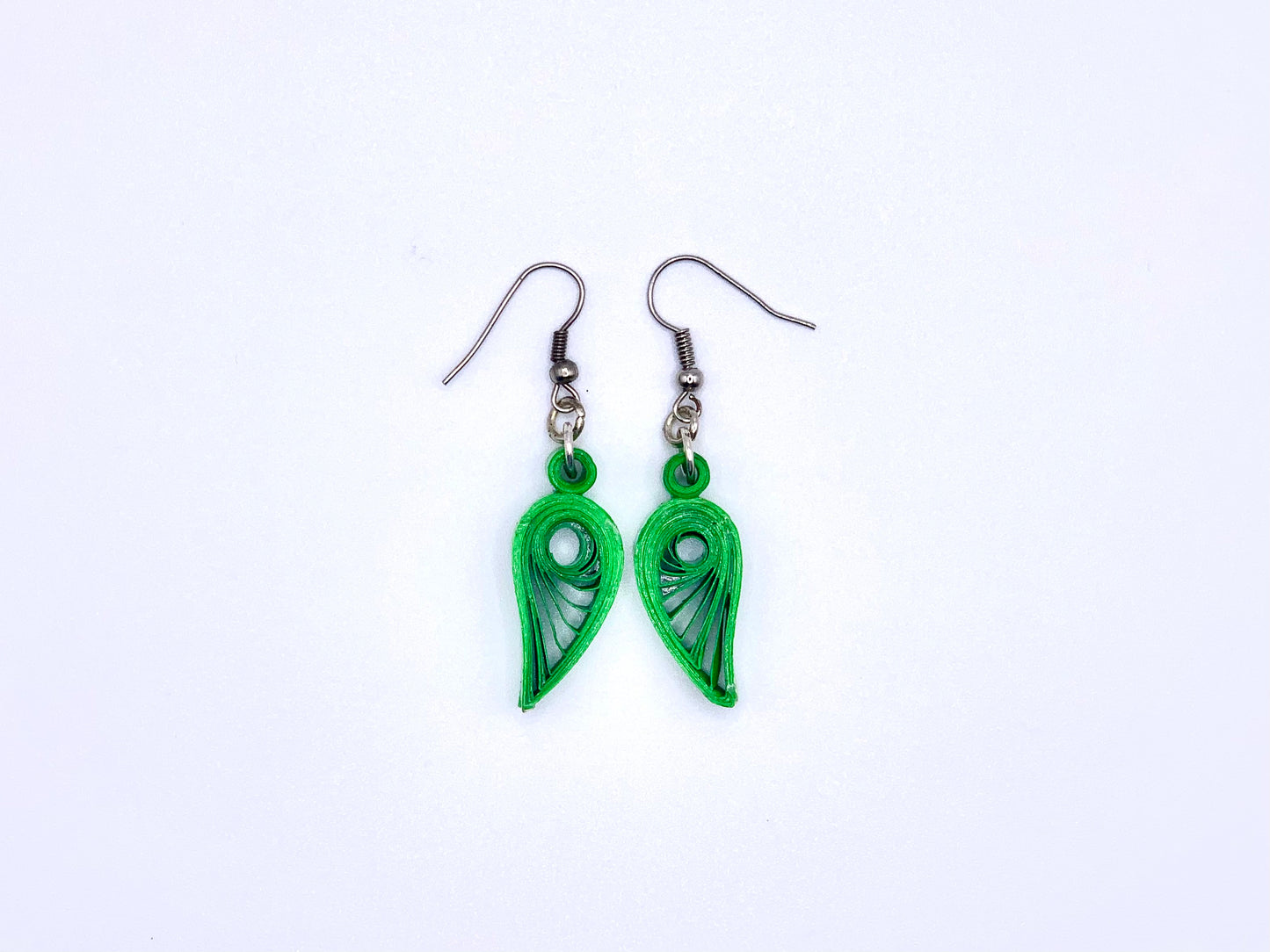 Green Leaf Quilled Earrings