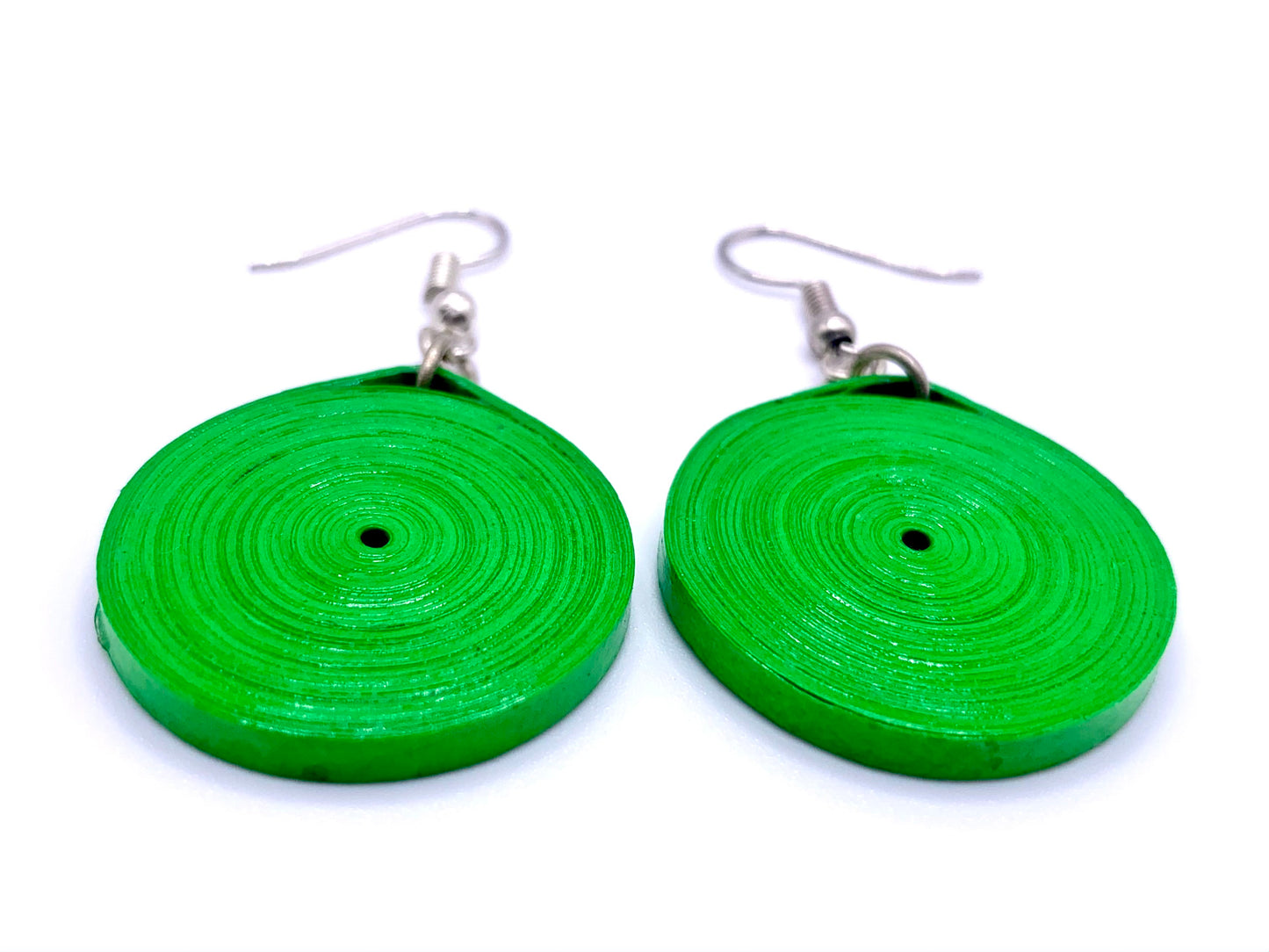 Green Circle Quilled Earrings
