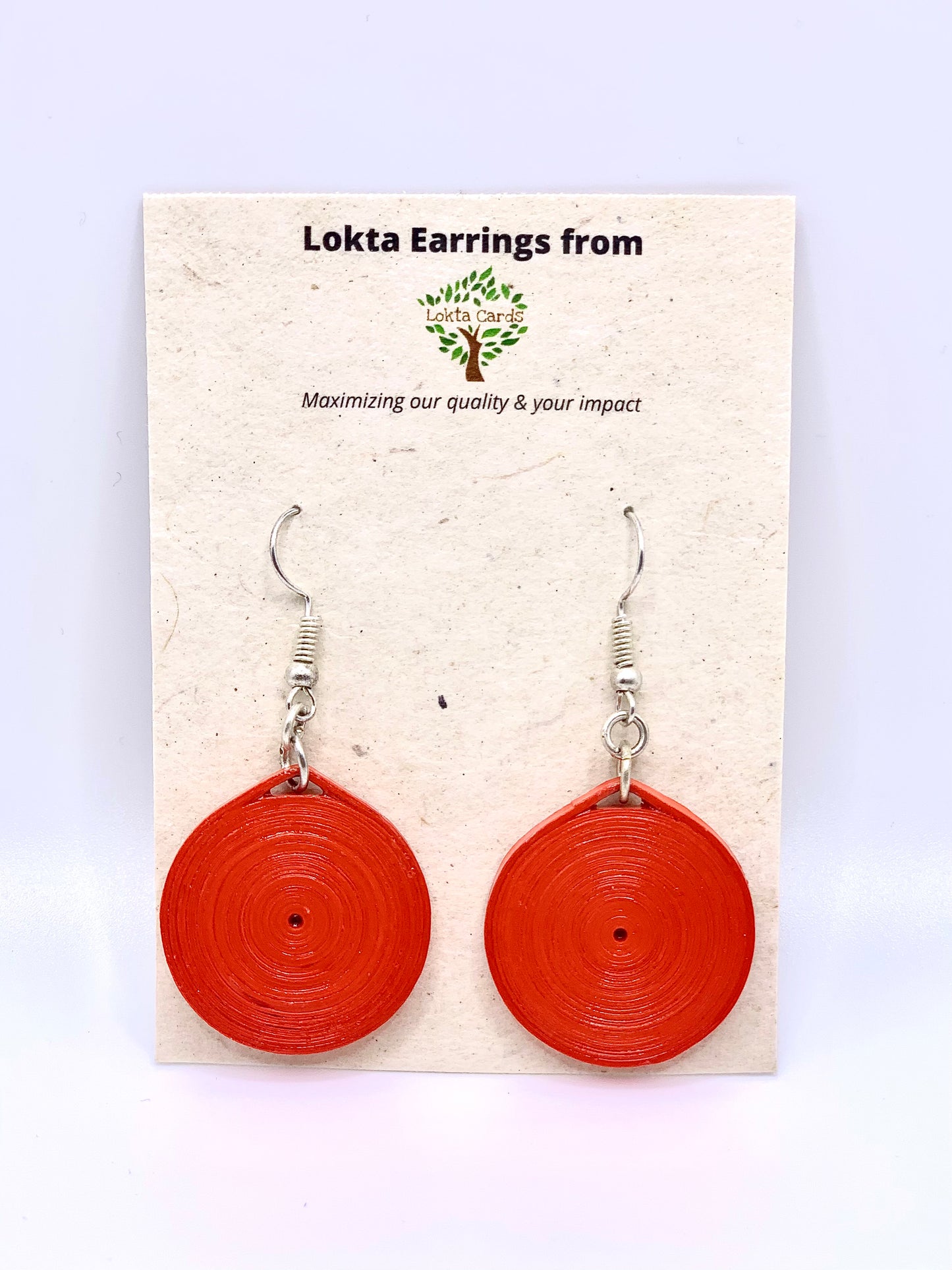 Red Circle Quilled Earrings