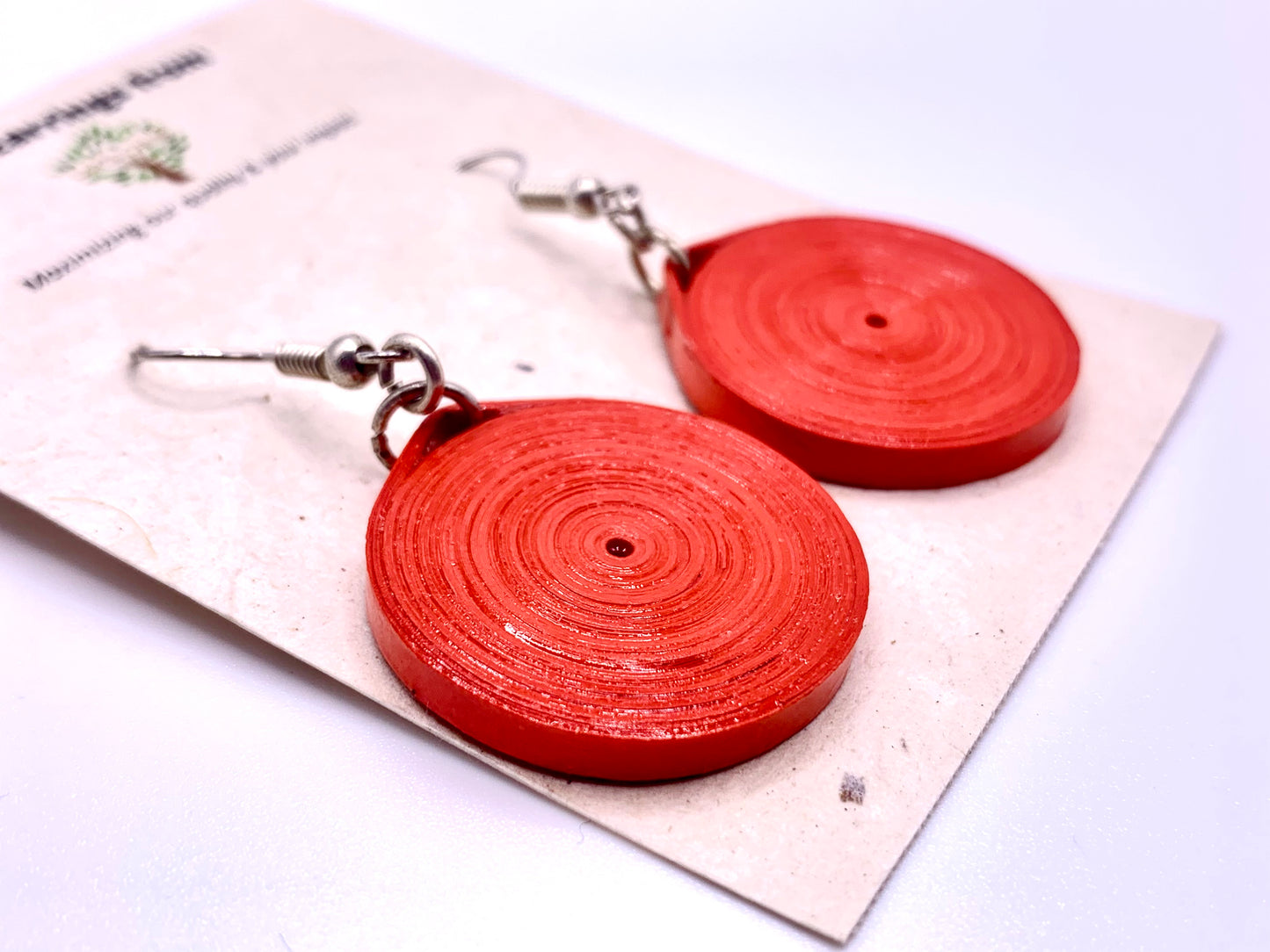 Red Circle Quilled Earrings