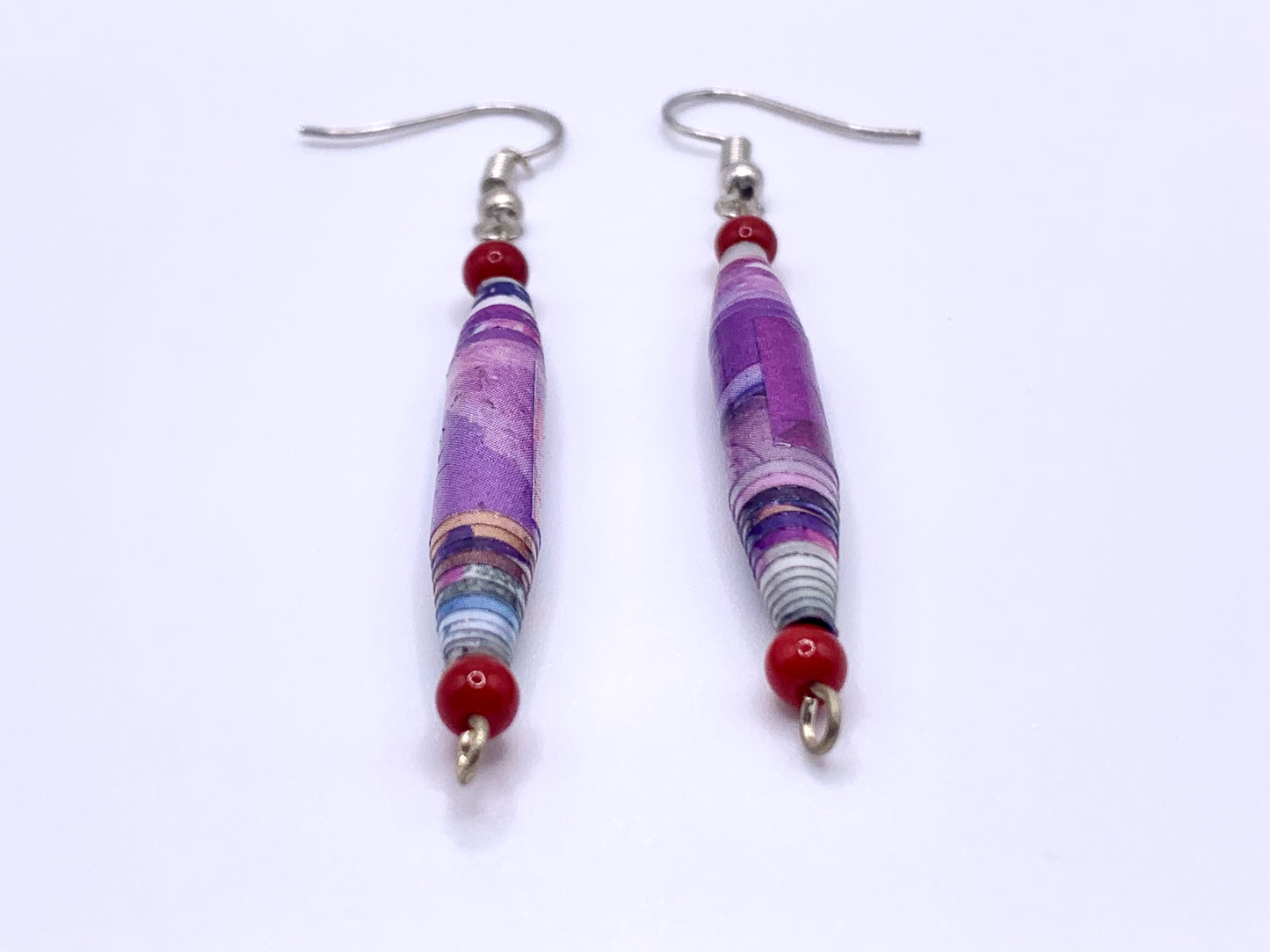 Purple Upcycled Quilled Earrings