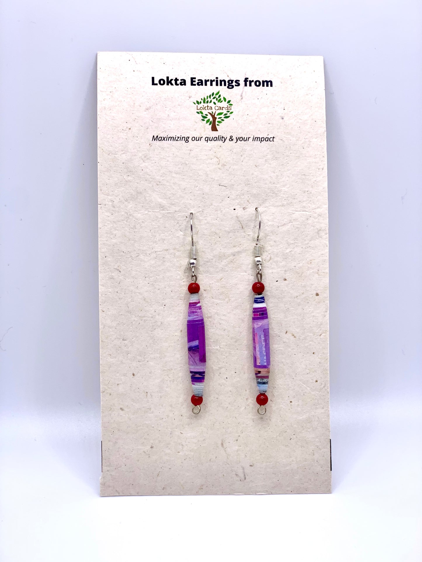 Purple Upcycled Quilled Earrings