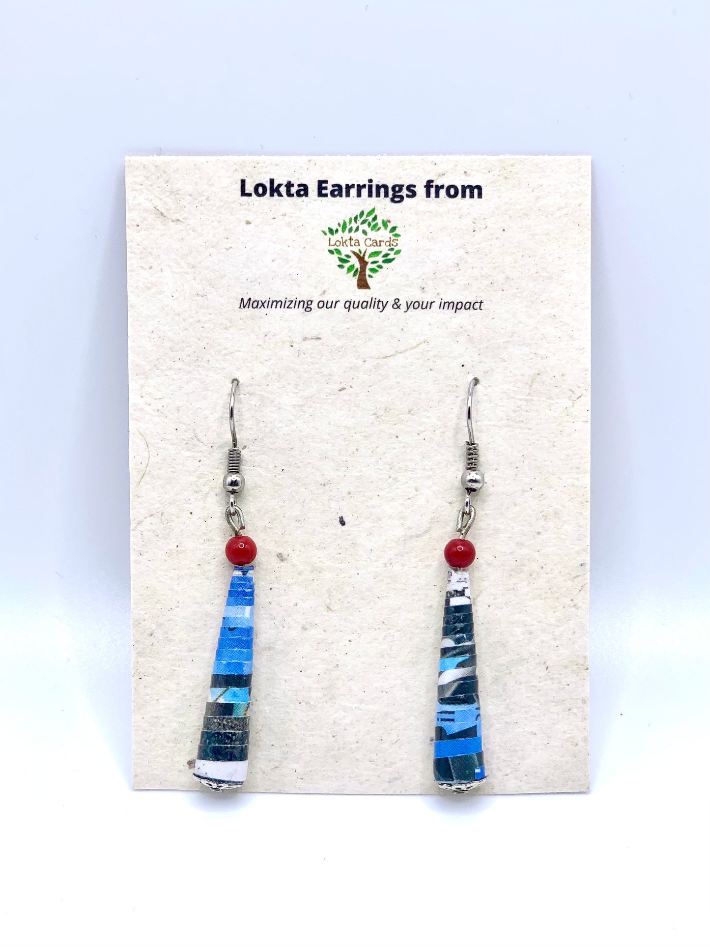 Blue Upcycled Quilled Earrings