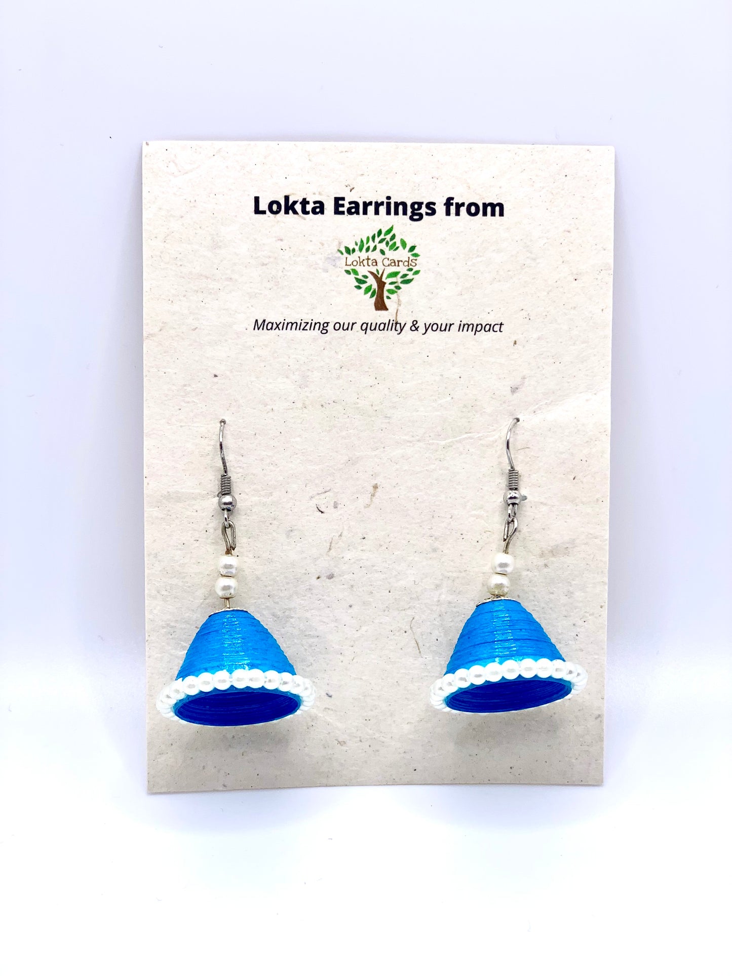 Blue Cup Quilled Earrings