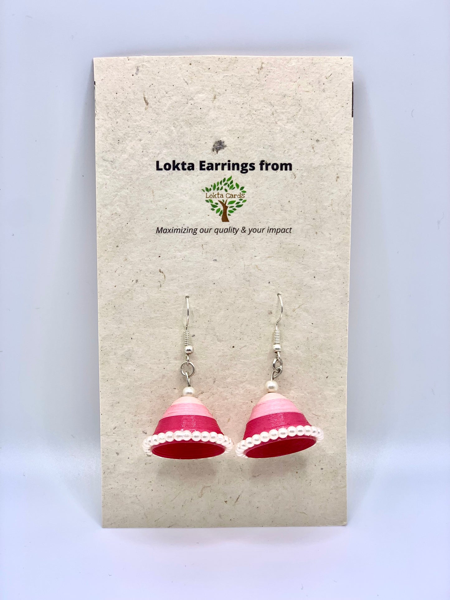 Pink Cup Quilled Earrings