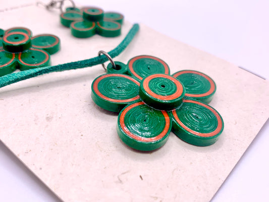 Green Earrings & Necklace Set