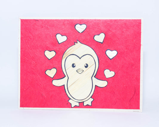 Penguin Hand Carved Card