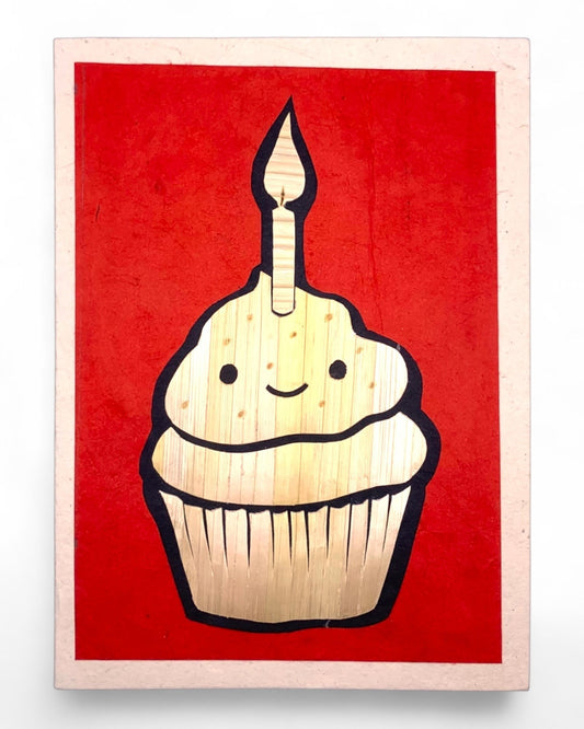 Birthday Cupcake Handcarved Greeting Card