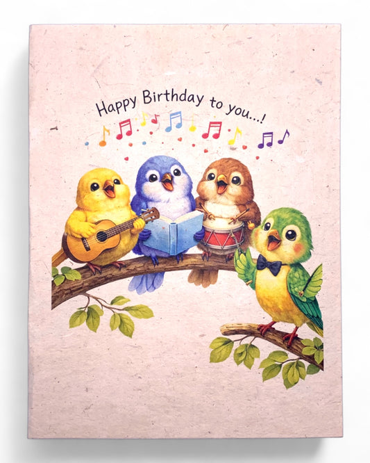 Birds Singing Happy Birthday Greeting Card