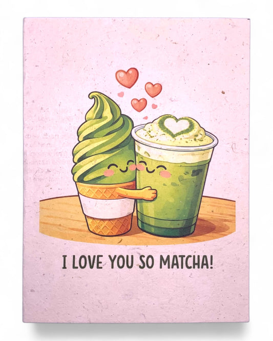 Cartoon matcha green tea ice cream cone and cup with hearts on a pink background