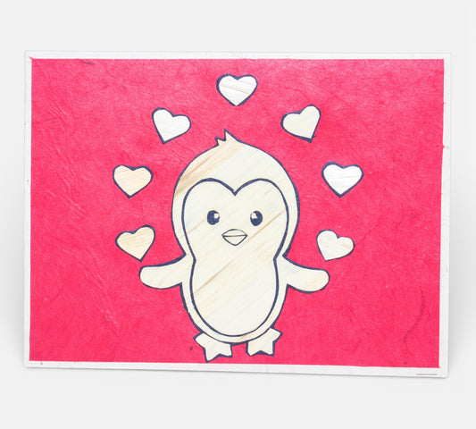 Penguin Hand Carved Card