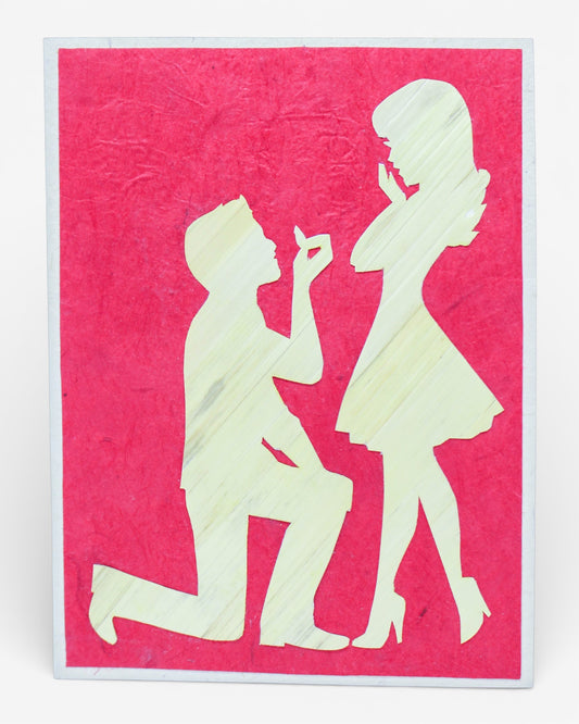 Young Couple Proposal Hand Carved Card