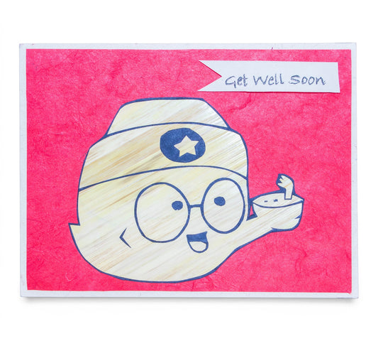Get Well Soon Hand Carved Card