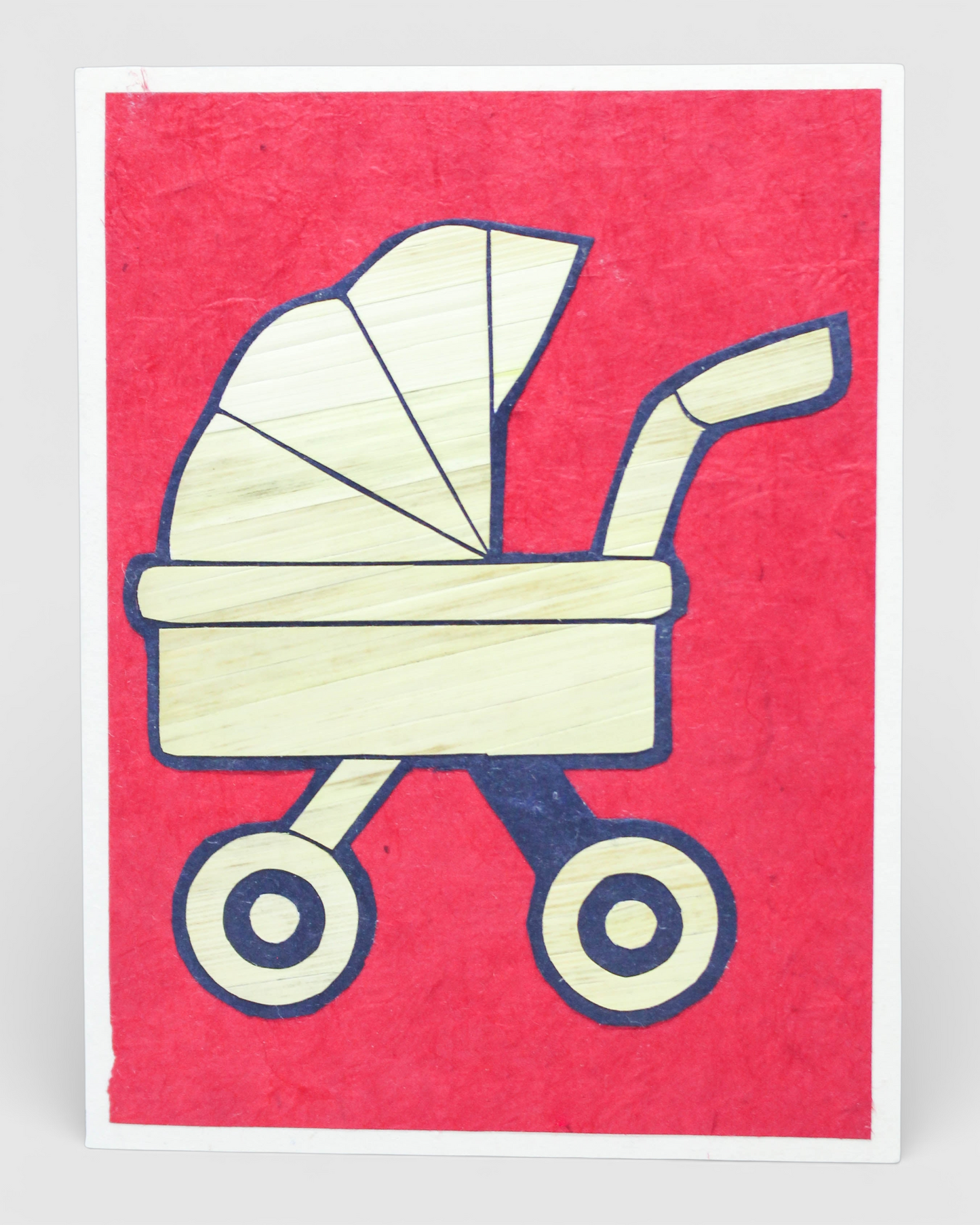 Baby Stroller Hand Carved Card