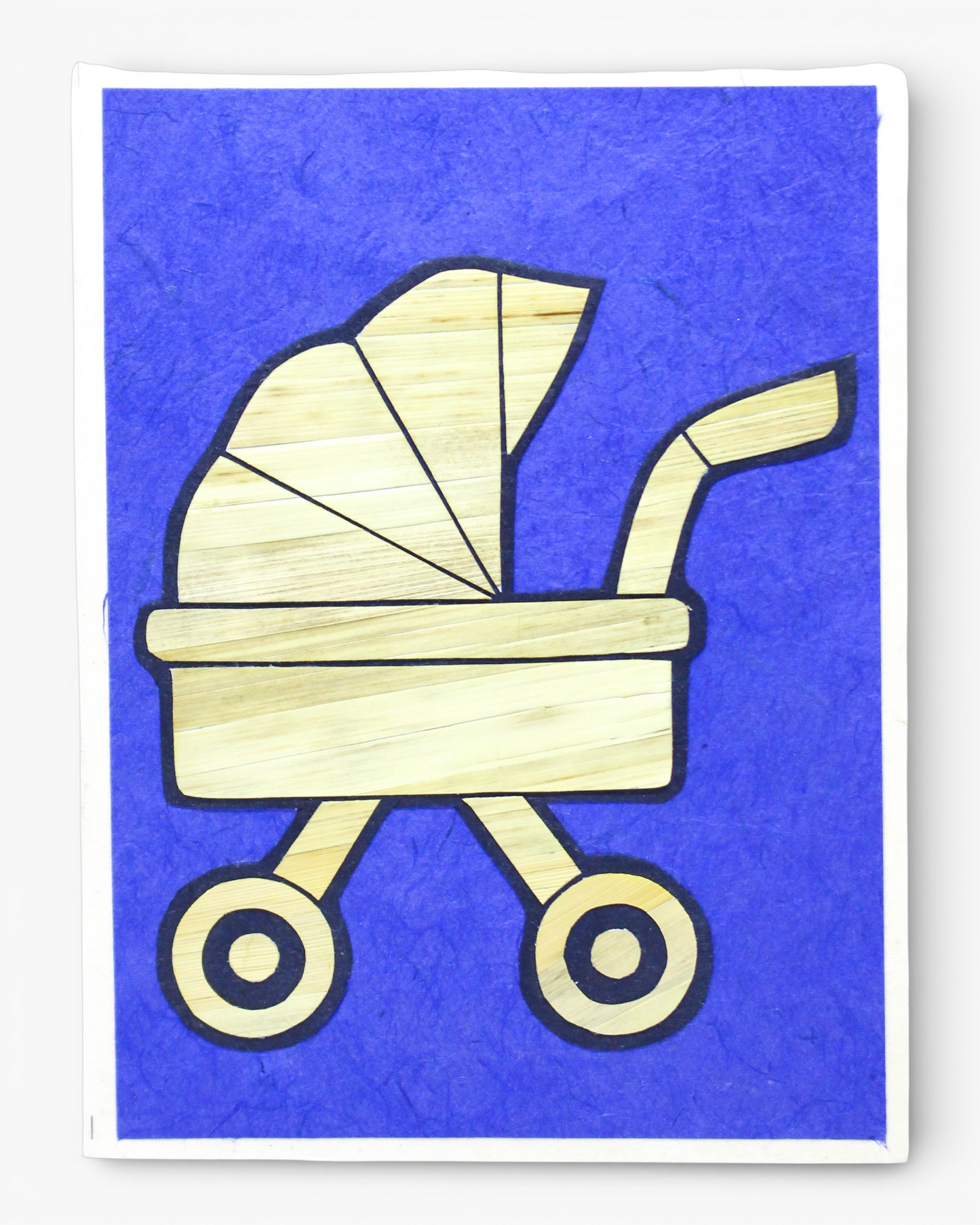 Baby Stroller Hand Carved Card