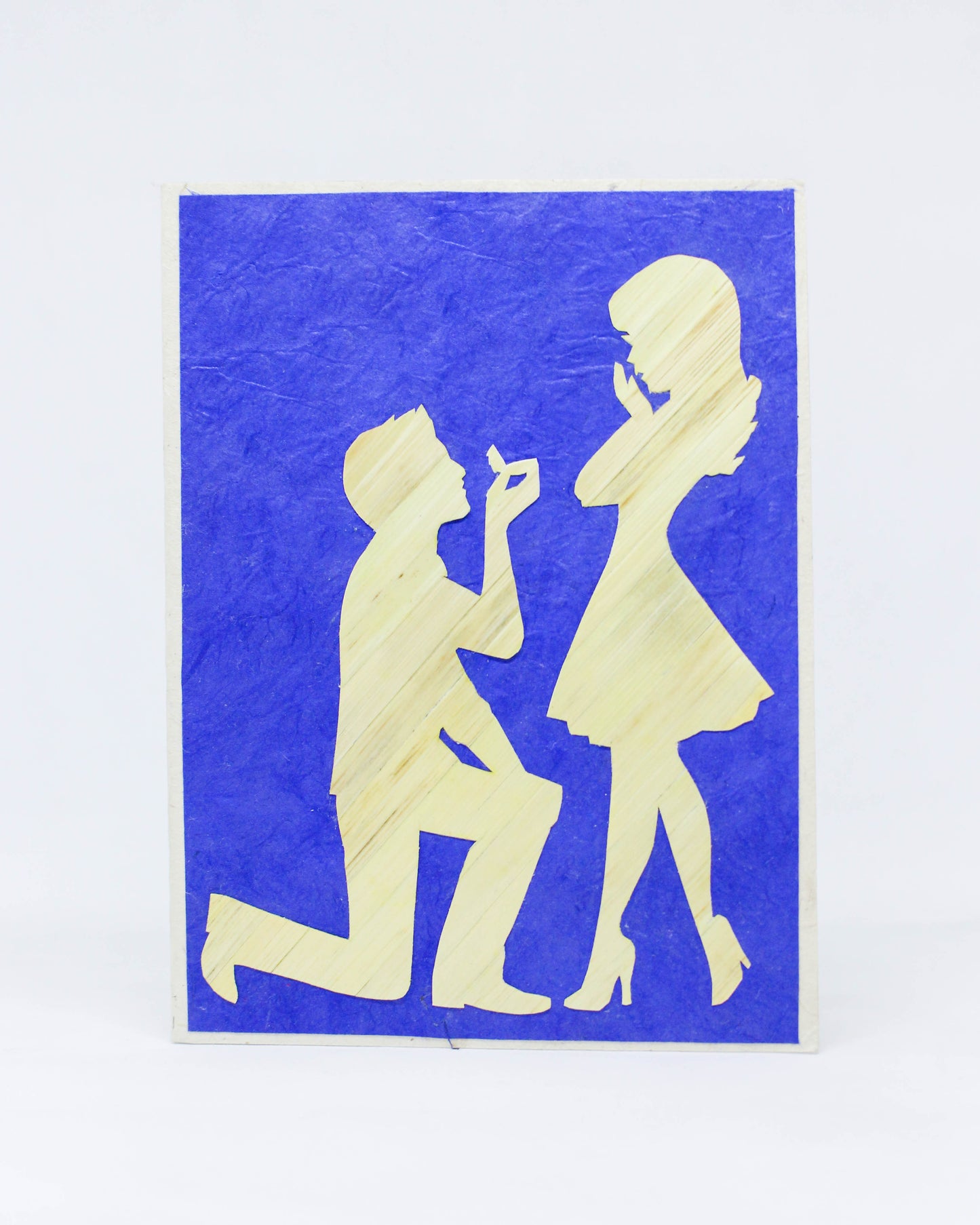 Young Couple Proposal Hand Carved Card