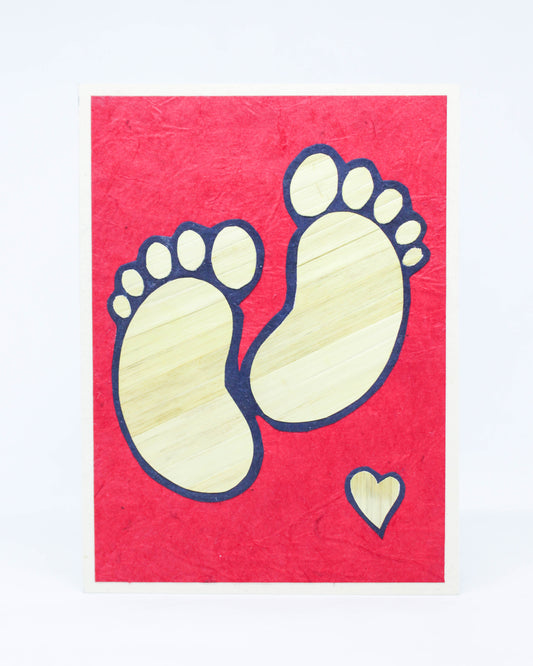 Baby Footprint Hand Carved Card