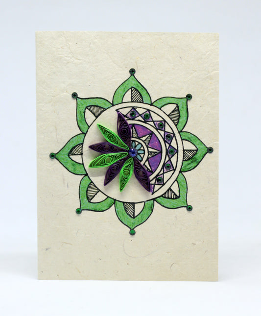 Green Mandala Quilling Card