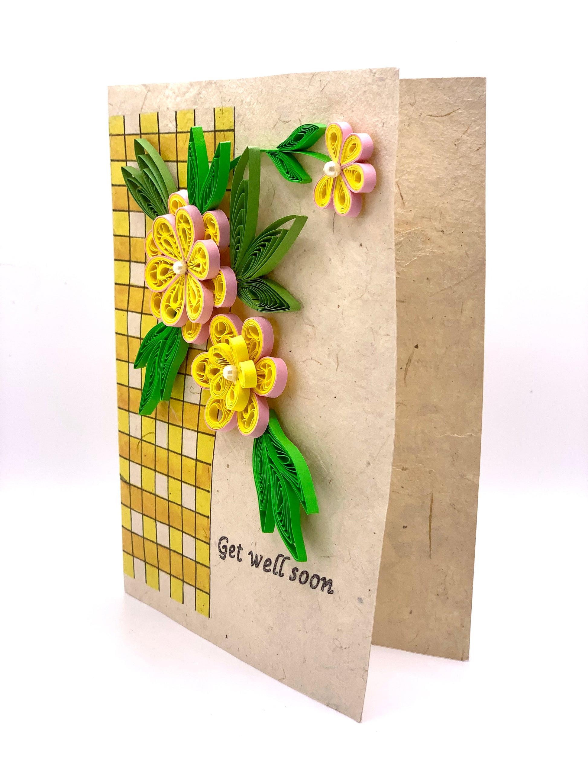 Get Well Soon Quilled Flower Greeting Card Lokta Cards