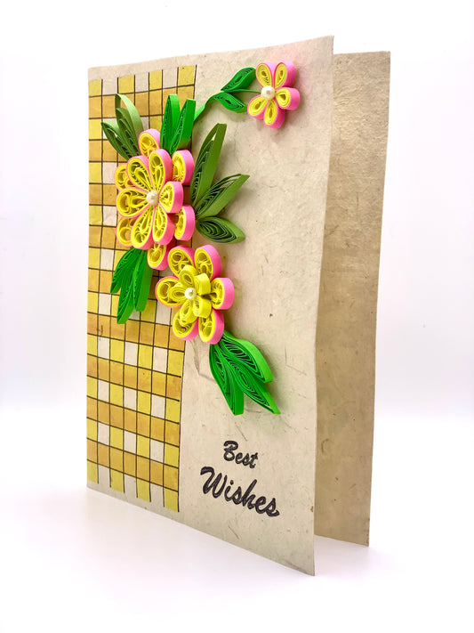 Best Wishes - Quilled Flower Greeting Card