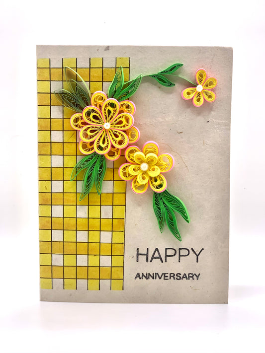 Anniversary - Quilled Flower Greeting Card