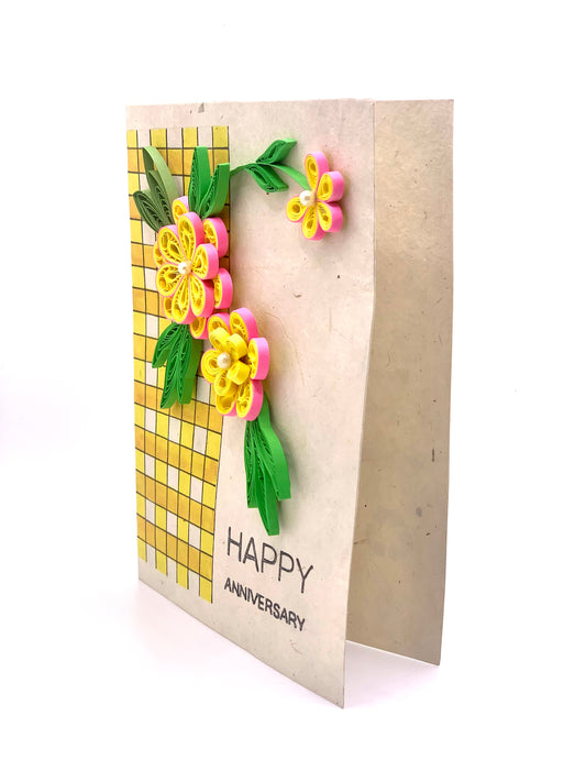 Anniversary - Quilled Flower Greeting Card