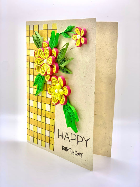 Birthday - Quilled Flower Greeting Card