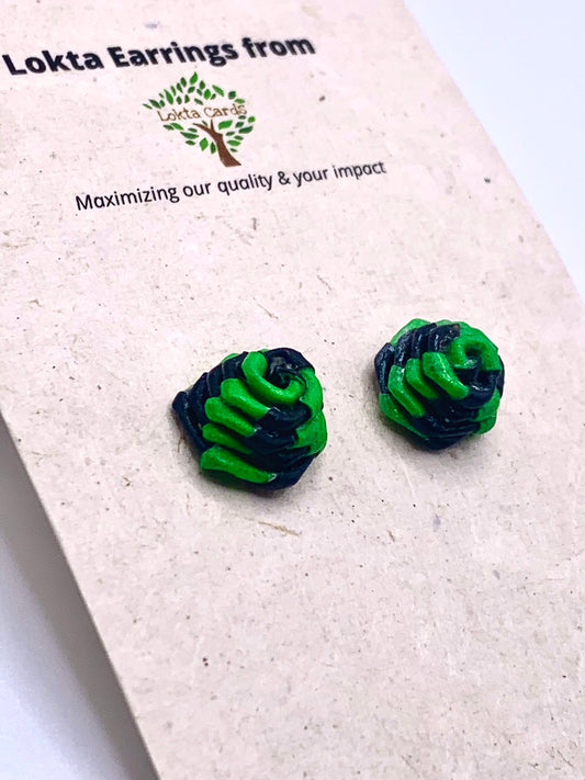 Green-Black Quilled Earrings