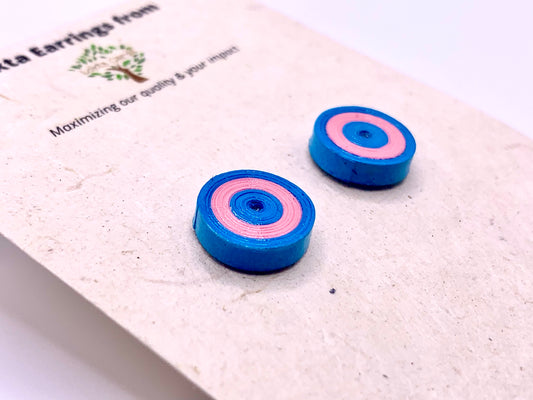 Blue-Pink Quilled Earrings