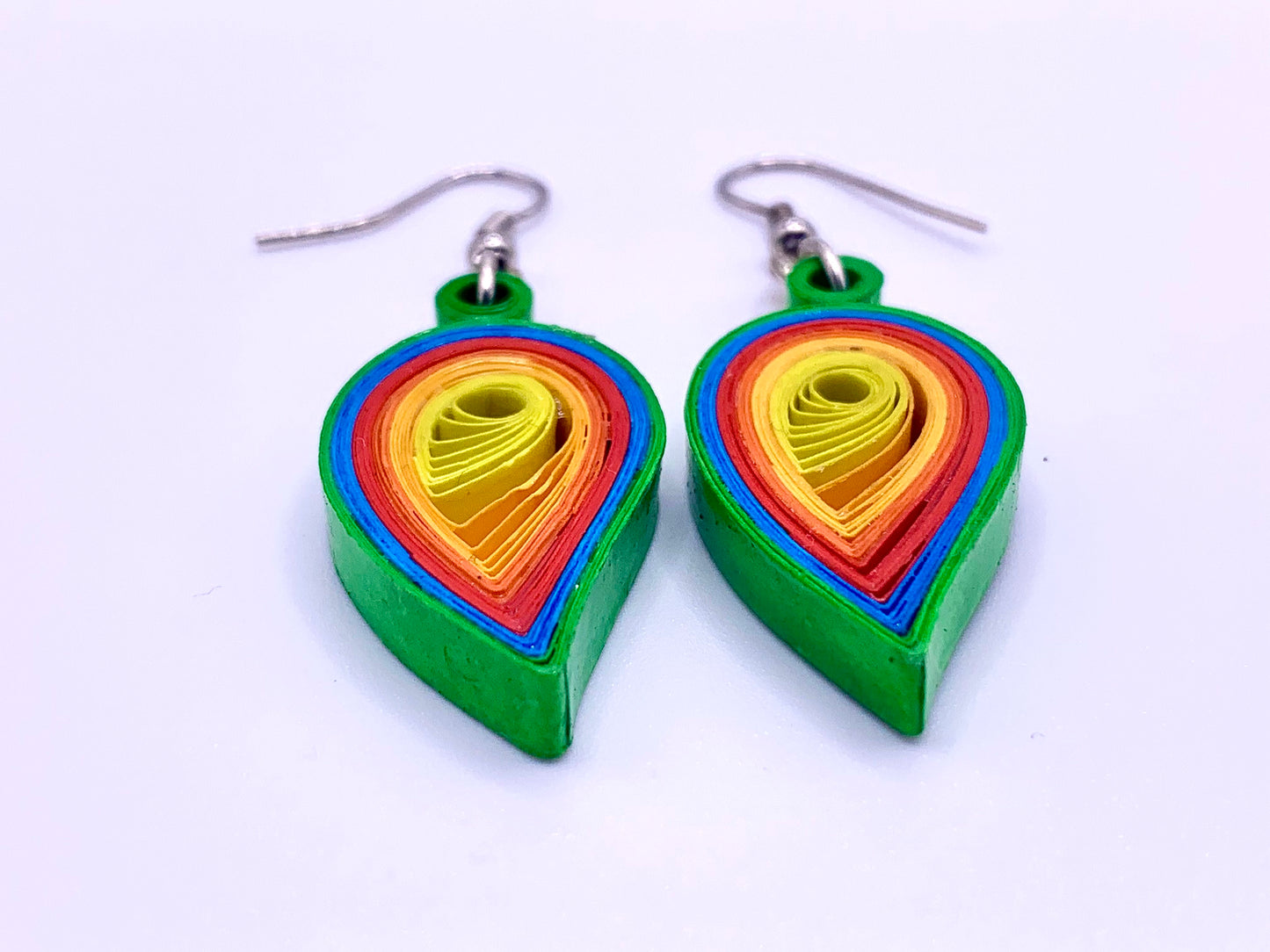 Green-Blue-Red-Orange-Yellow Quilled Earrings