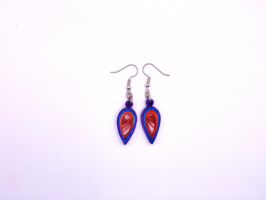 Purple-Blue-Orange Quilled Earrings