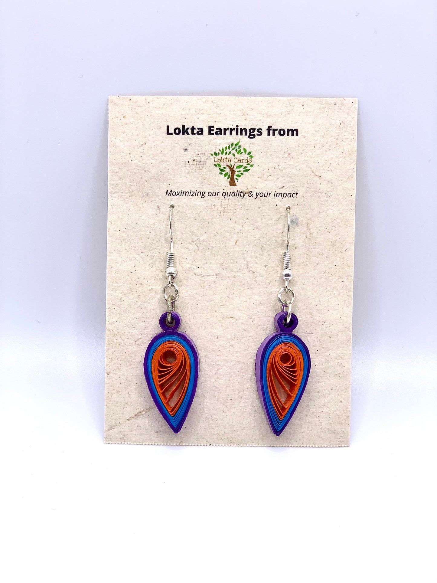 Purple-Blue-Orange Quilled Earrings