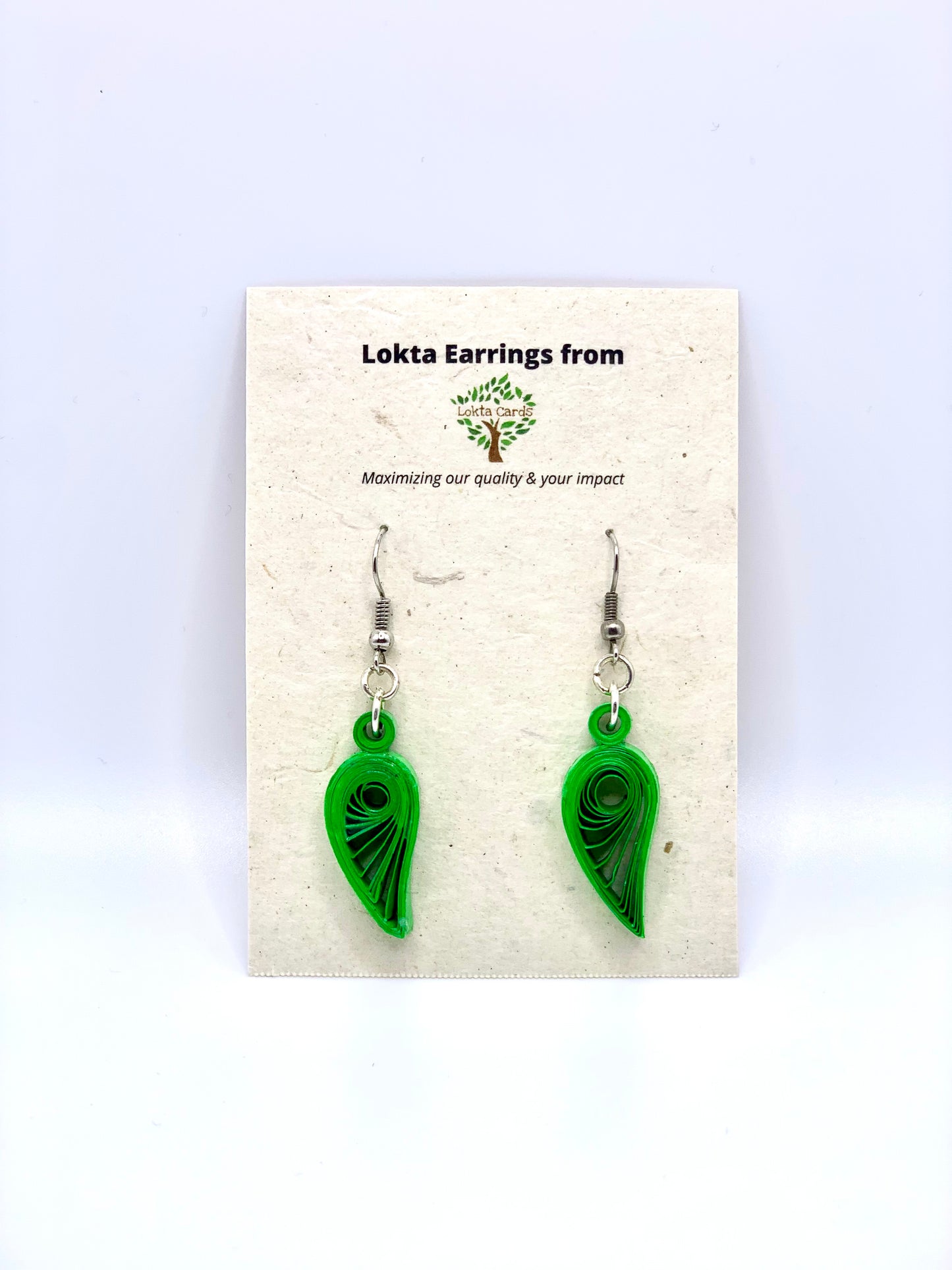 Green Leaf Quilled Earrings