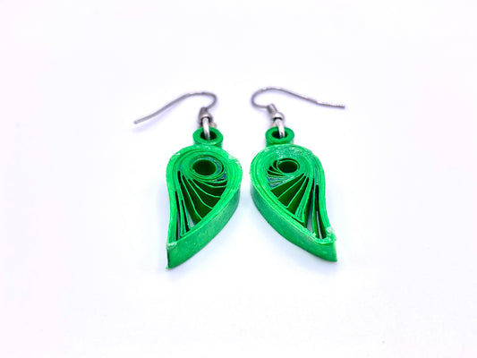 Green Leaf Quilled Earrings