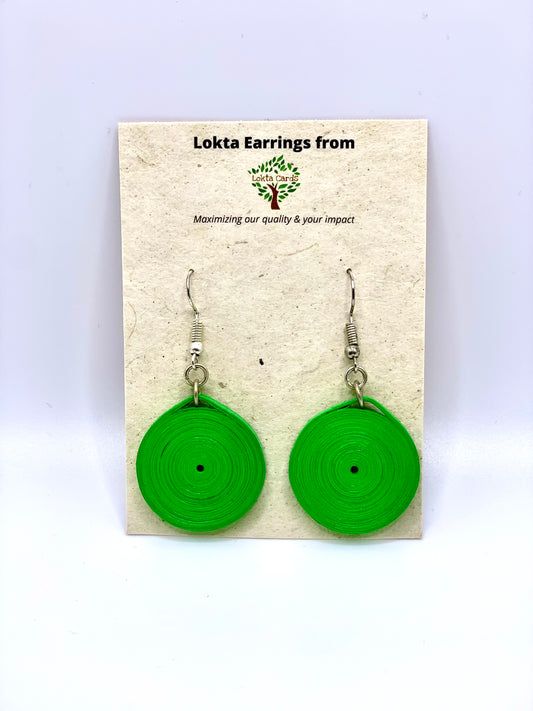 Green Circle Quilled Earrings