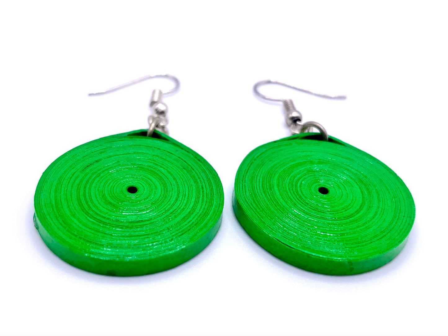 Green Circle Quilled Earrings