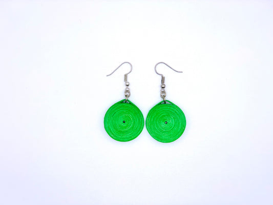 Green Circle Quilled Earrings