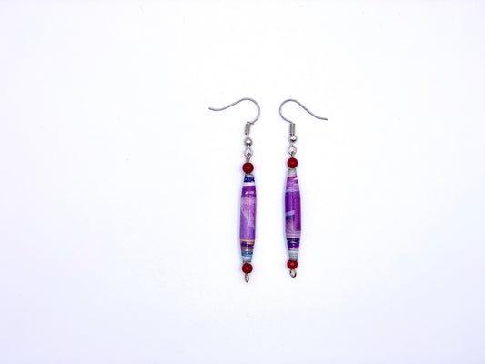 Purple Upcycled Quilled Earrings